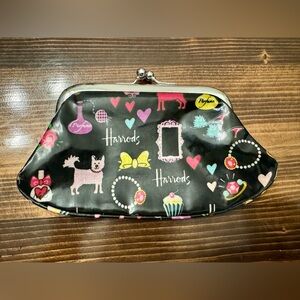 Harrods Black and Pink Pet Patterned Coin‎ Purse